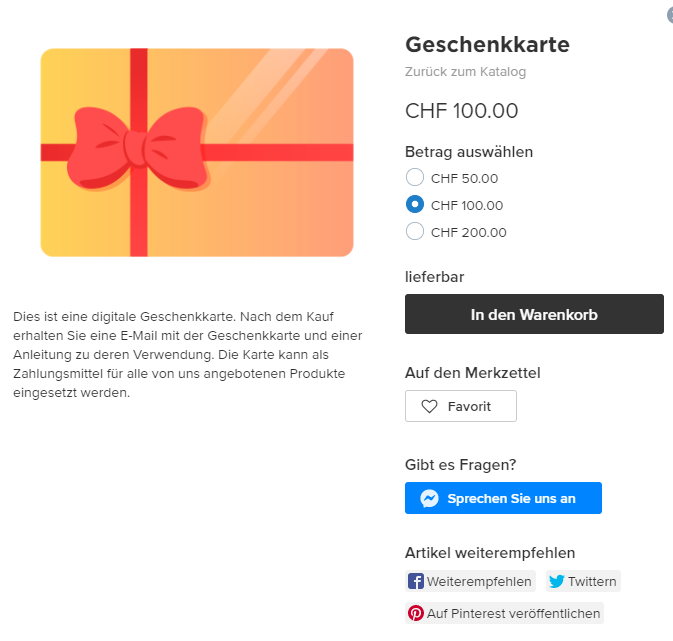 Geschenkgutschein Vorschau