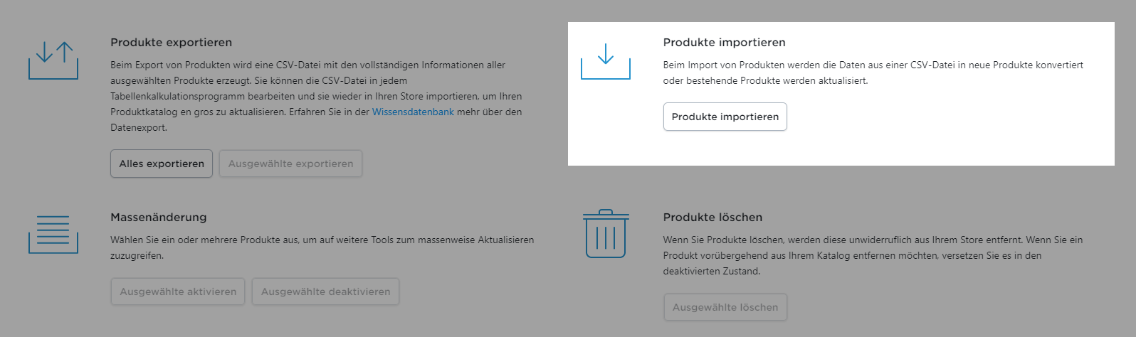 Produkte importieren