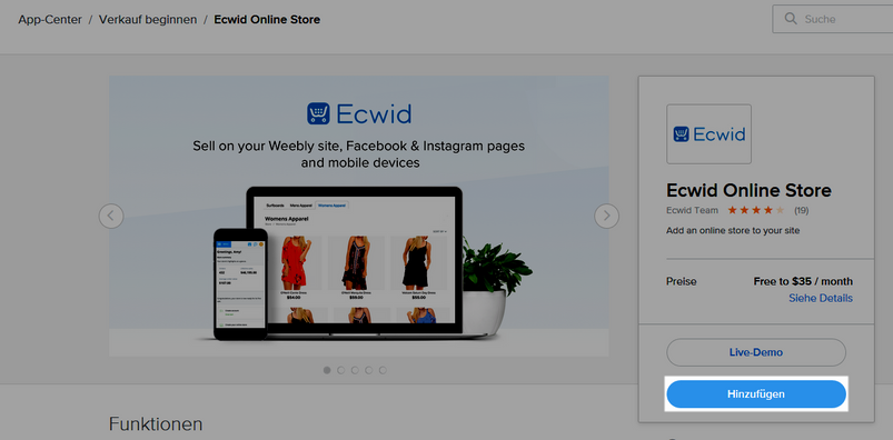 Installazione app per Weebly