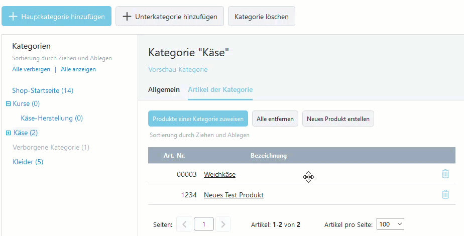 Trier les produits d’une catégorie