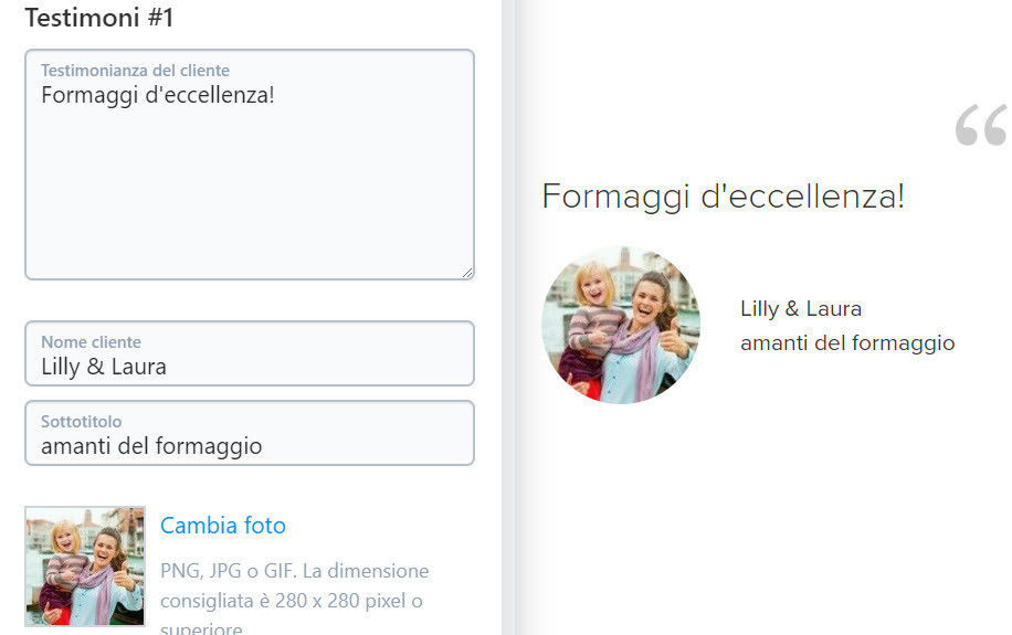 Pubblicare dei testimonial