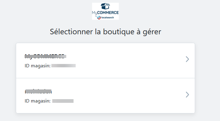 Sélectionner la boutique à gérer