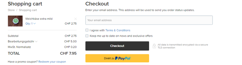 Vorschau PayPal Checkout Button