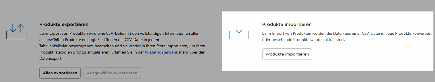 produkte importieren 