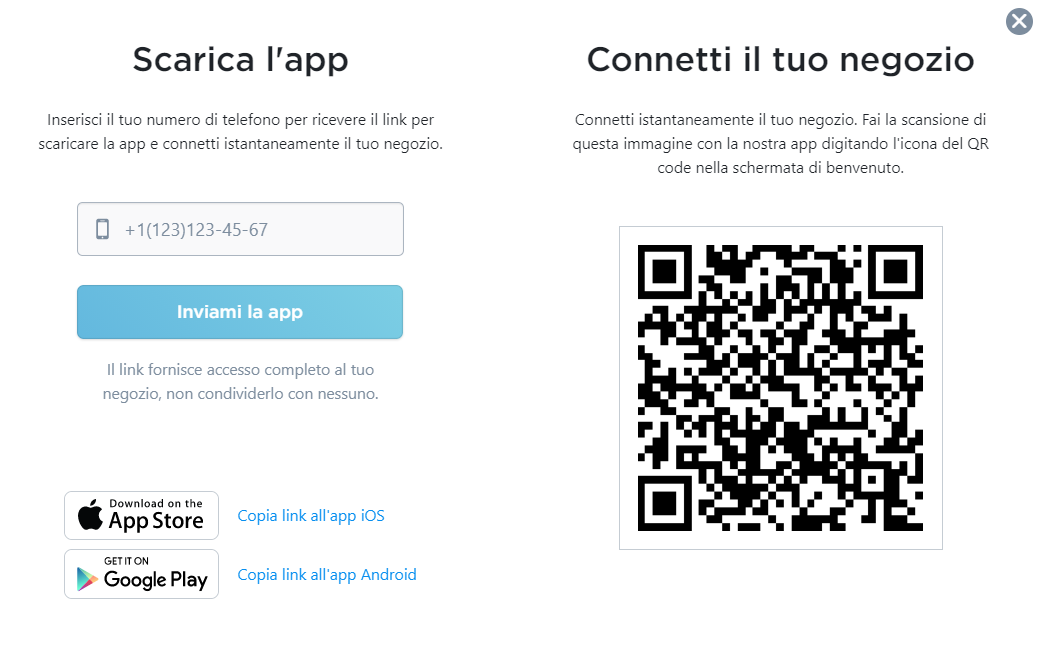 scaricare l app mobile tramite numero o codice qr