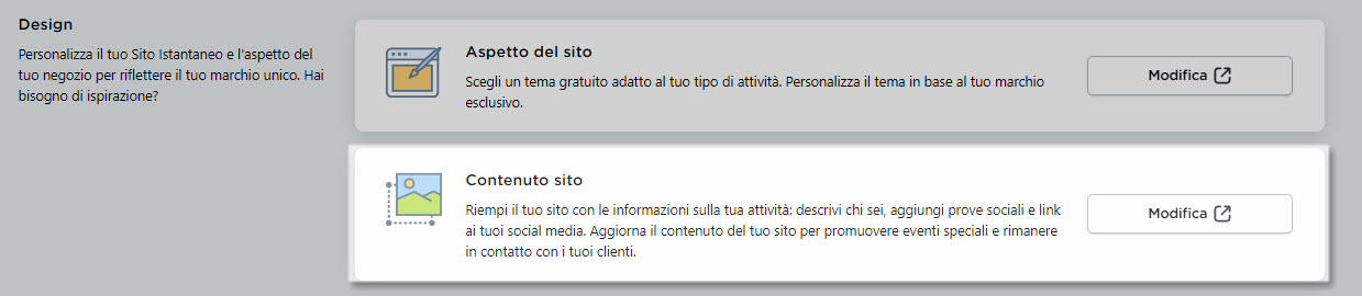 modificare contenuto sito