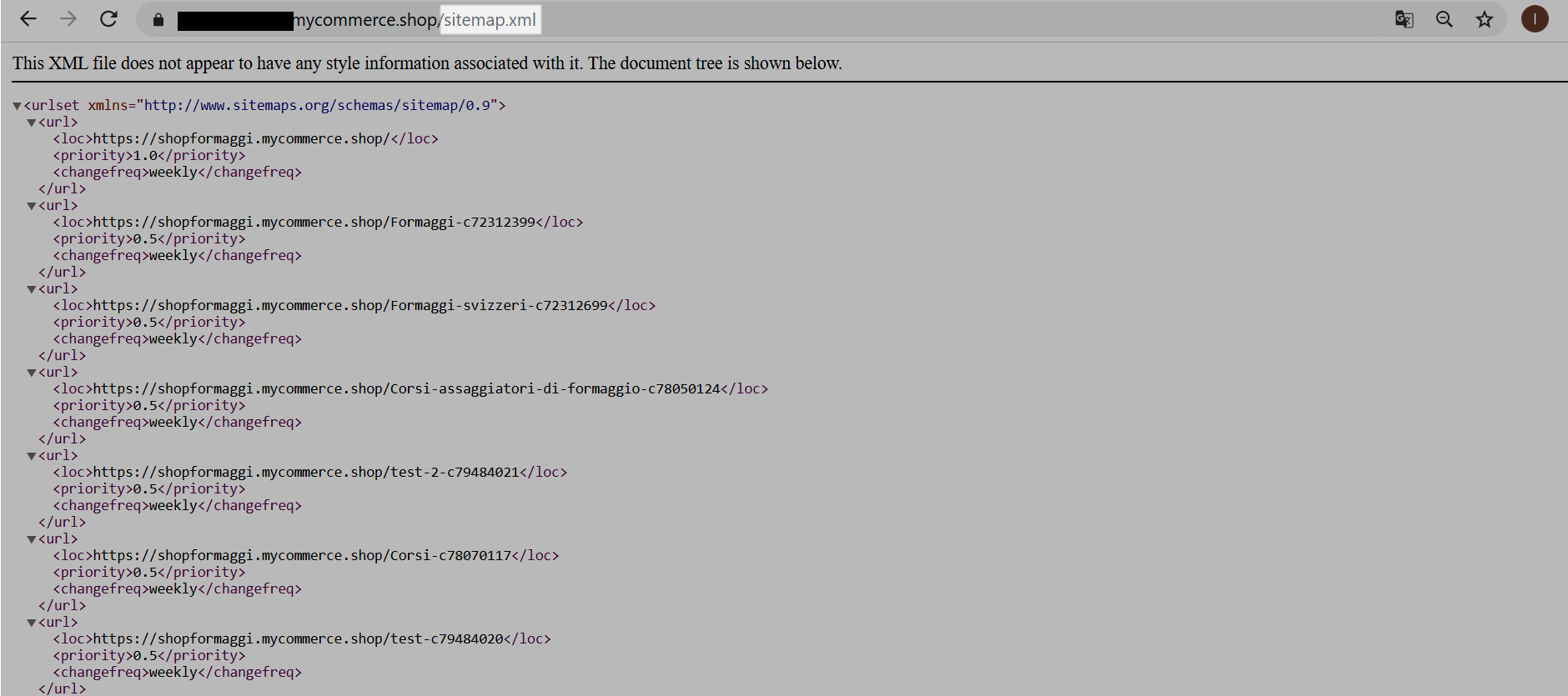 accedere alla sitemap sulla front page