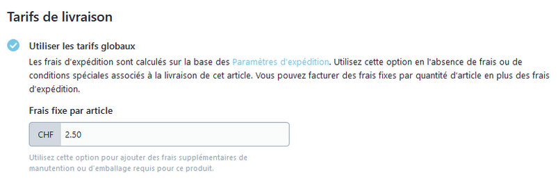 Utiliser les tarifs globaux