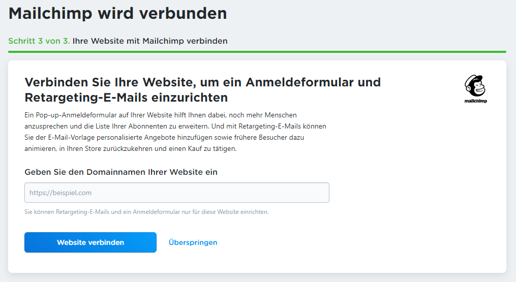 Website mit Mailchimp verbinden