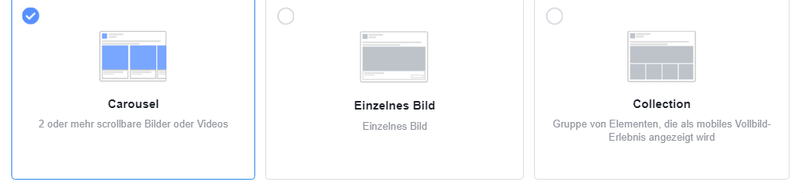 Formaz für Werbeanzeige auswählen