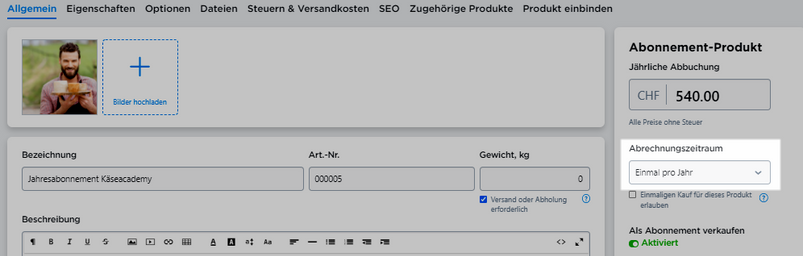 Abrechnungszeitraum definieren