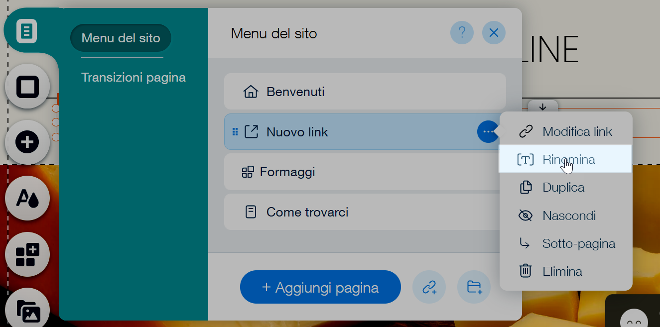 Rinominare il link nel menu 