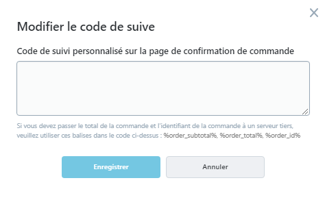 Modifier le code de suive