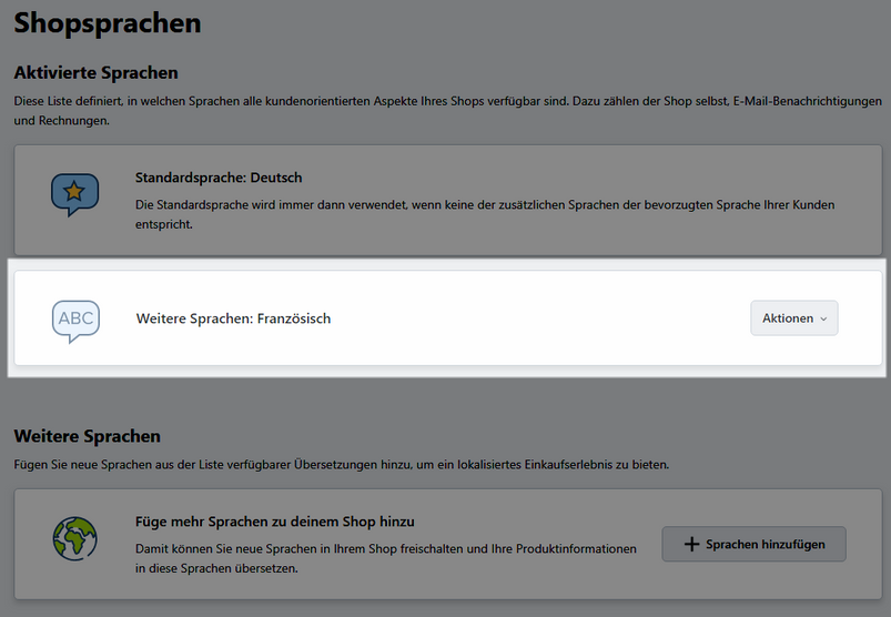 Weitere Sprache hinzugefügt