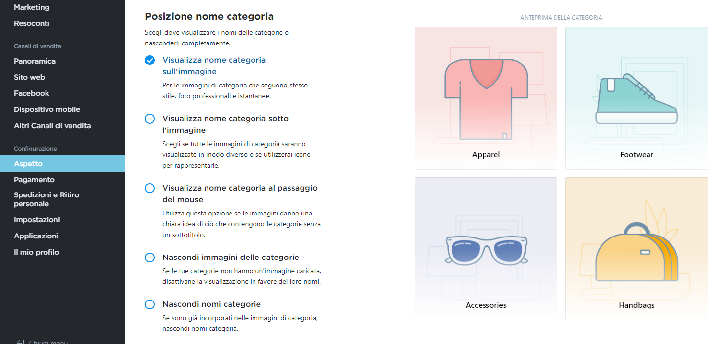 cambiare la posizione del nome della categoria